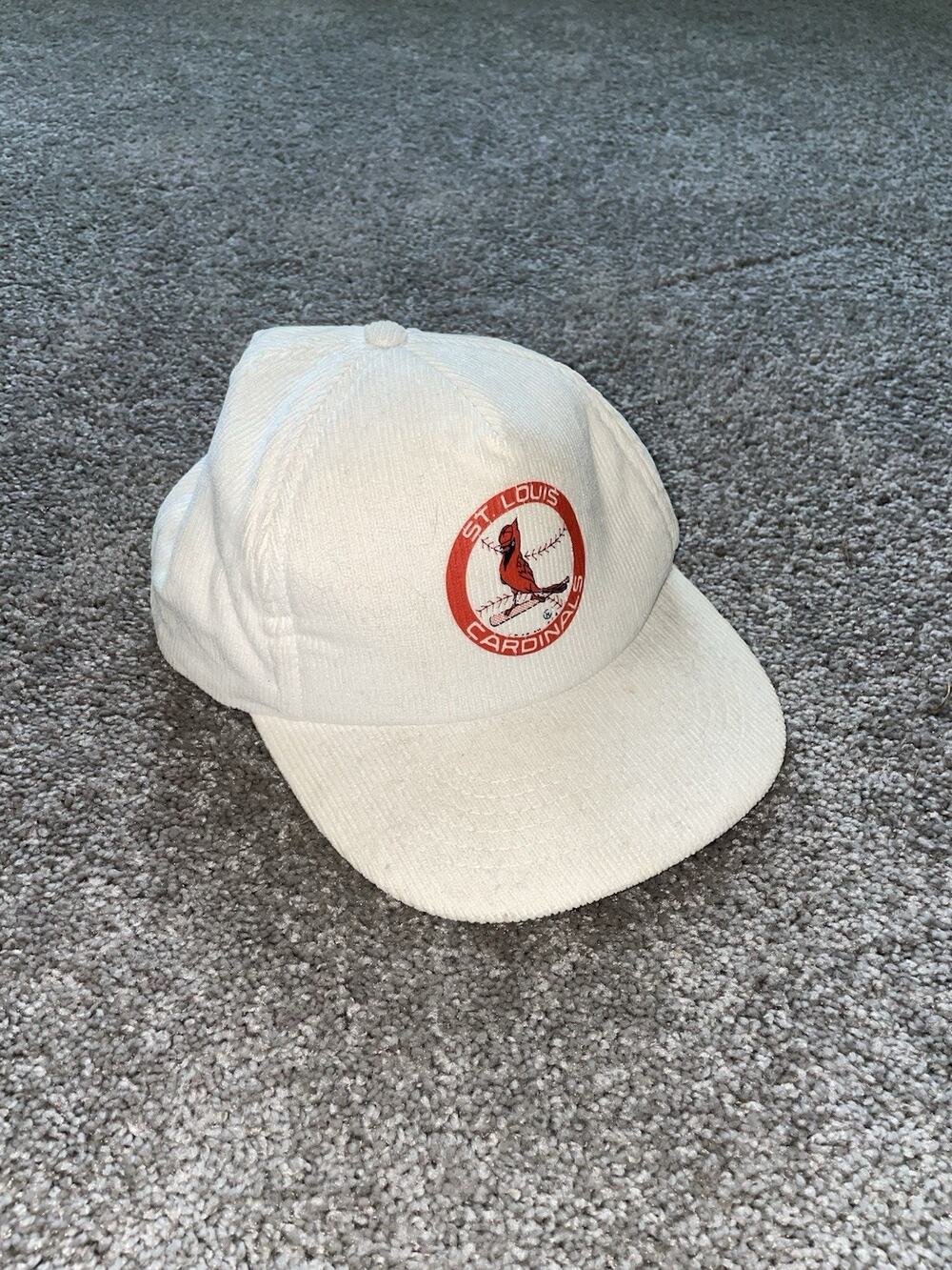 Vintage St. Louis Cardinals Flat Bill Old School Corduroy White Snap Back Hat